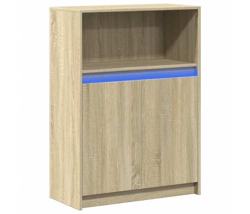 Aparador con LED madera de ingeniería roble Sonoma 72x34x100 cm