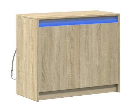 Aparador con LED madera de ingeniería roble Sonoma 72x34x61 cm