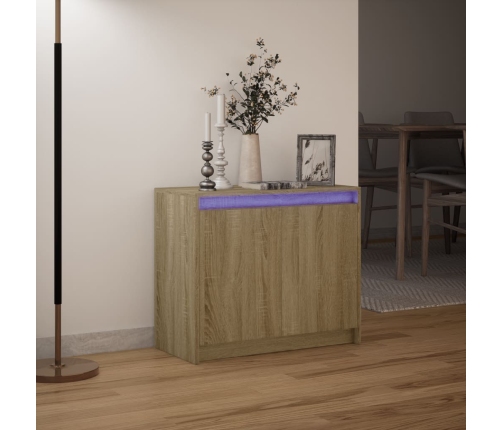 Aparador con LED madera de ingeniería roble Sonoma 72x34x61 cm