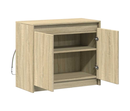 Aparador con LED madera de ingeniería roble Sonoma 72x34x61 cm