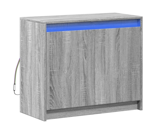 Aparador con LED madera de ingeniería gris Sonoma 72x34x61 cm