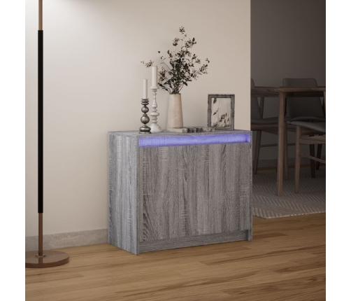 Aparador con LED madera de ingeniería gris Sonoma 72x34x61 cm