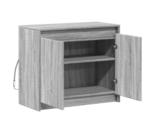 Aparador con LED madera de ingeniería gris Sonoma 72x34x61 cm