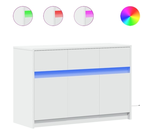 Mueble de TV con LED madera de ingeniería blanco 91x34x61 cm