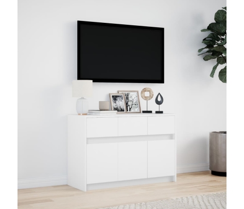 Mueble de TV con LED madera de ingeniería blanco 91x34x61 cm