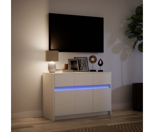 Mueble de TV con LED madera de ingeniería blanco 91x34x61 cm