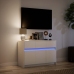 Mueble de TV con LED madera de ingeniería blanco 91x34x61 cm