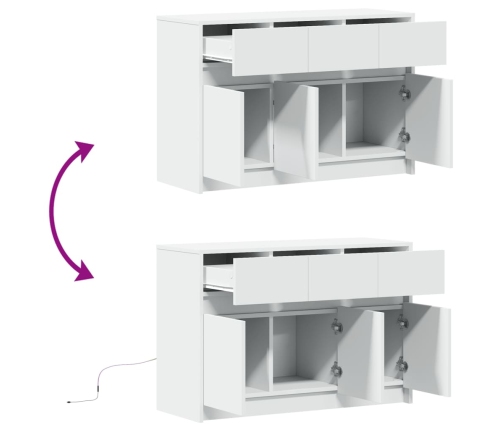 Mueble de TV con LED madera de ingeniería blanco 91x34x61 cm