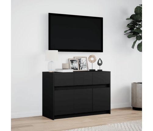 Mueble de TV con LED madera de ingeniería negro 91x34x61 cm