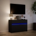 Mueble de TV con LED madera de ingeniería negro 91x34x61 cm