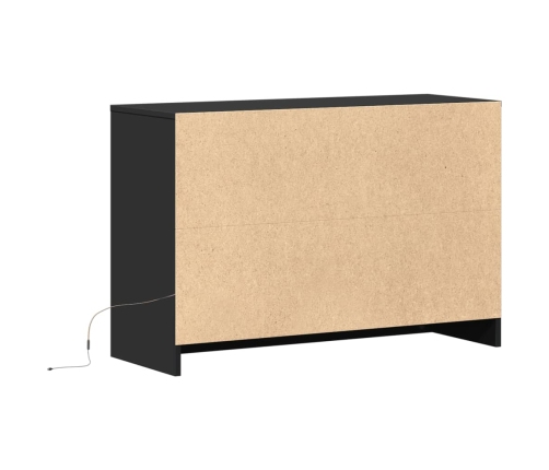 Mueble de TV con LED madera de ingeniería negro 91x34x61 cm