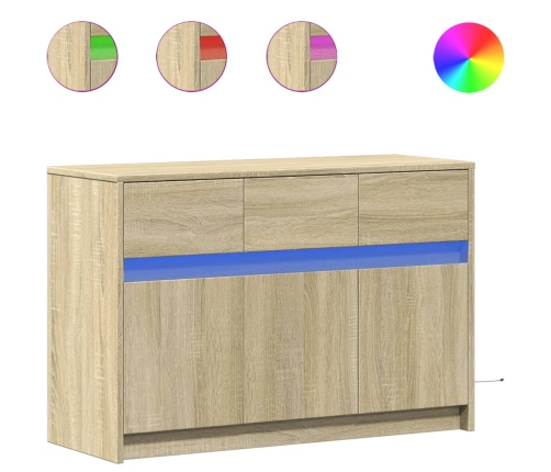 Mueble de TV LED madera de ingeniería roble Sonoma 91x34x61 cm