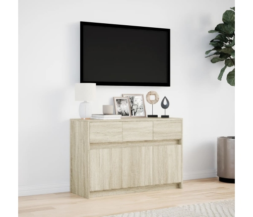 Mueble de TV LED madera de ingeniería roble Sonoma 91x34x61 cm