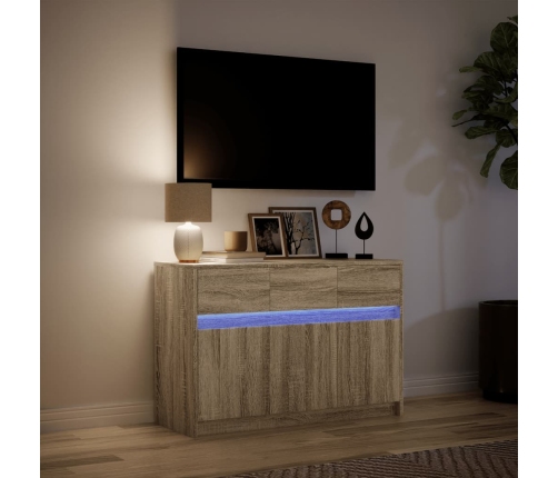 Mueble de TV LED madera de ingeniería roble Sonoma 91x34x61 cm