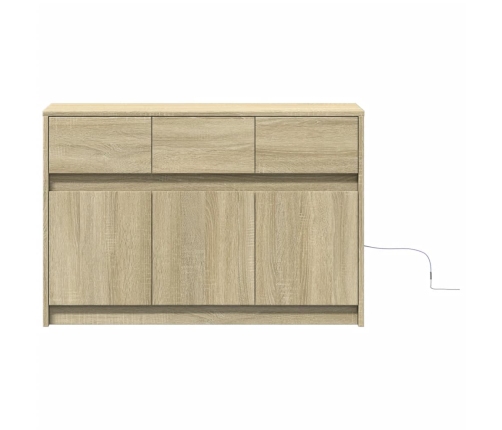 Mueble de TV LED madera de ingeniería roble Sonoma 91x34x61 cm