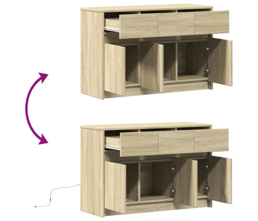 Mueble de TV LED madera de ingeniería roble Sonoma 91x34x61 cm