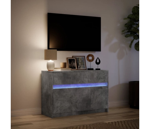 Mueble de TV LED madera ingeniería gris hormigón 91x34x61 cm