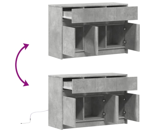 Mueble de TV LED madera ingeniería gris hormigón 91x34x61 cm