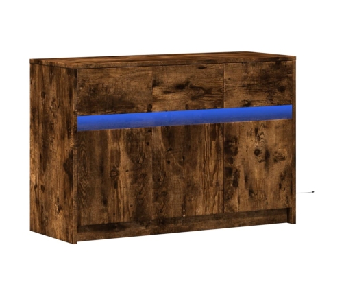 Mueble de TV LED madera ingeniería roble ahumado 91x34x61 cm