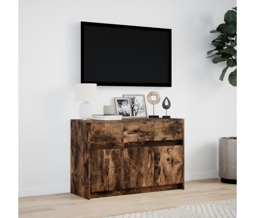 Mueble de TV LED madera ingeniería roble ahumado 91x34x61 cm