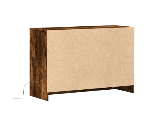 Mueble de TV LED madera ingeniería roble ahumado 91x34x61 cm