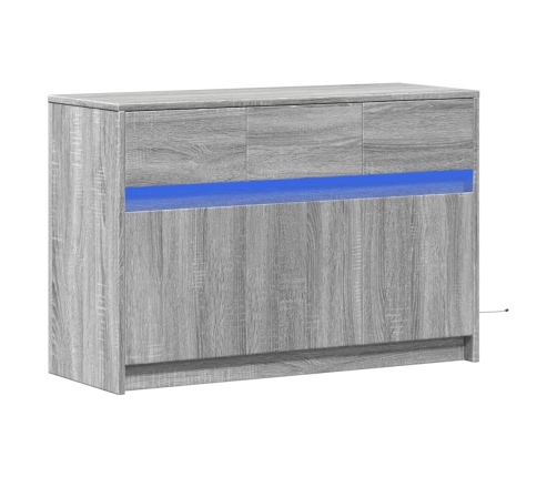 Mueble de TV con LED madera ingeniería gris Sonoma 91x34x61 cm