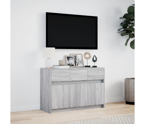 Mueble de TV con LED madera ingeniería gris Sonoma 91x34x61 cm