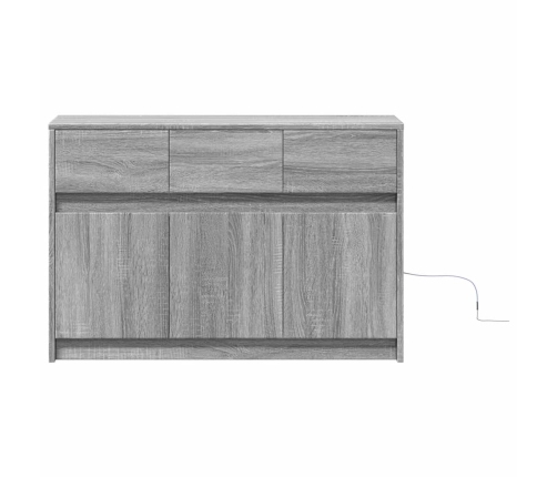 Mueble de TV con LED madera ingeniería gris Sonoma 91x34x61 cm