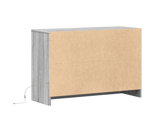 Mueble de TV con LED madera ingeniería gris Sonoma 91x34x61 cm