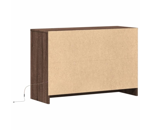 Mueble de TV LED madera ingeniería marrón roble 91x34x61 cm