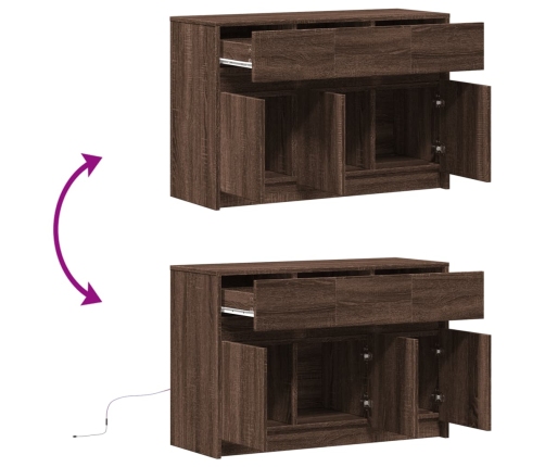 Mueble de TV LED madera ingeniería marrón roble 91x34x61 cm