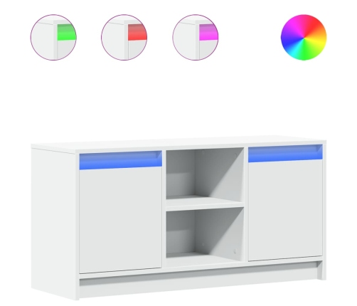 Mueble de TV con LED madera de ingeniería blanco 100x34x50 cm