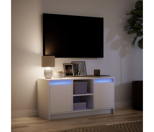 Mueble de TV con LED madera de ingeniería blanco 100x34x50 cm