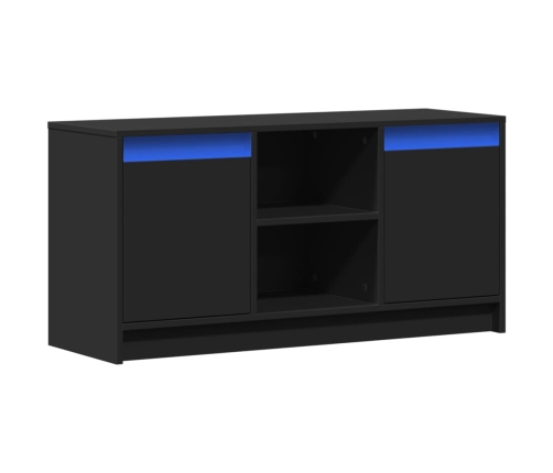 Mueble de TV con LED madera de ingeniería negro 100x34x50 cm