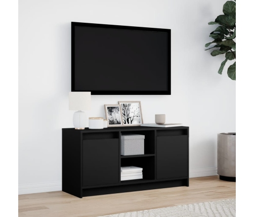 Mueble de TV con LED madera de ingeniería negro 100x34x50 cm