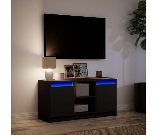 Mueble de TV con LED madera de ingeniería negro 100x34x50 cm