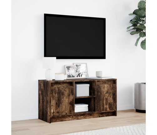 Mueble de TV LED madera ingeniería roble ahumado 100x34x50 cm