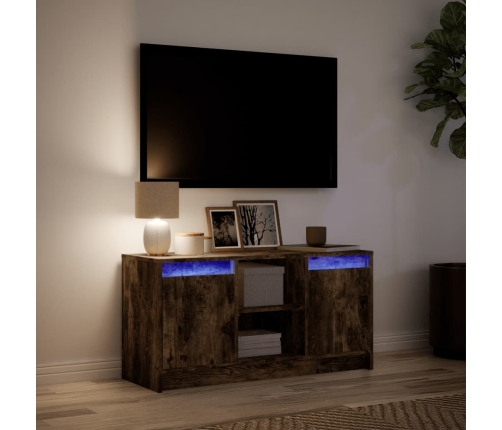 Mueble de TV LED madera ingeniería roble ahumado 100x34x50 cm