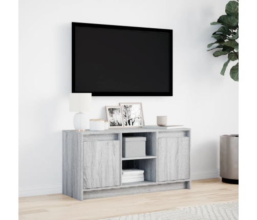 Mueble de TV con LED madera ingeniería gris Sonoma 100x34x50 cm