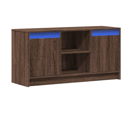 Mueble de TV LED madera ingeniería marrón roble 100x34x50 cm