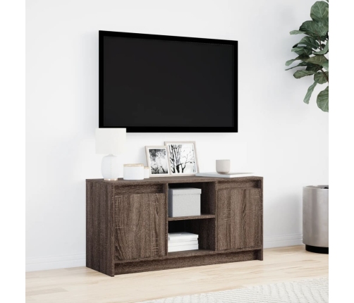 Mueble de TV LED madera ingeniería marrón roble 100x34x50 cm