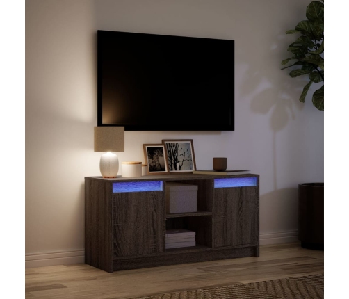 Mueble de TV LED madera ingeniería marrón roble 100x34x50 cm