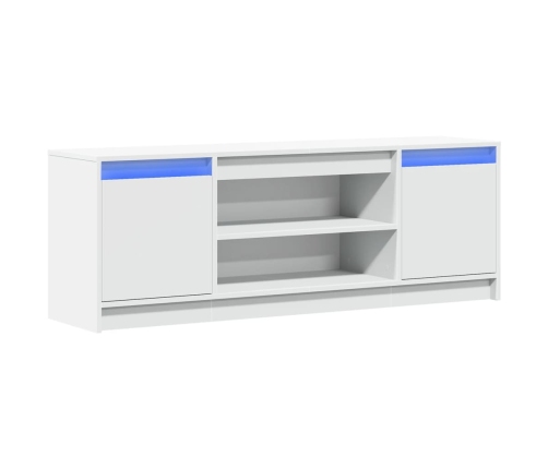 Mueble de TV con LED madera de ingeniería blanco 139,5x34x50 cm