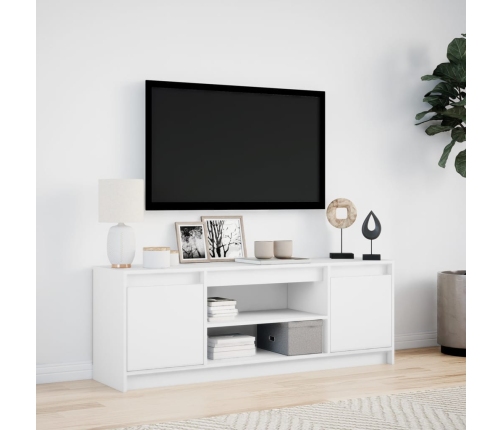 Mueble de TV con LED madera de ingeniería blanco 139,5x34x50 cm