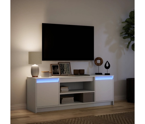 Mueble de TV con LED madera de ingeniería blanco 139,5x34x50 cm