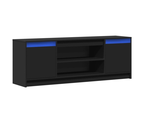 Mueble de TV con LED madera de ingeniería negro 139,5x34x50 cm