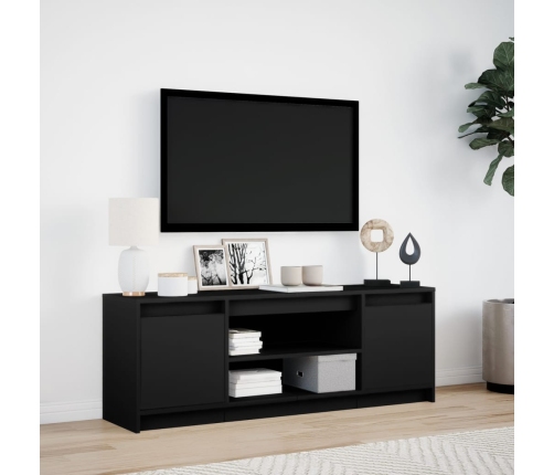 Mueble de TV con LED madera de ingeniería negro 139,5x34x50 cm