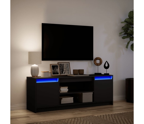 Mueble de TV con LED madera de ingeniería negro 139,5x34x50 cm