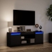 Mueble de TV con LED madera de ingeniería negro 139,5x34x50 cm