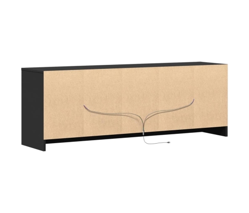 Mueble de TV con LED madera de ingeniería negro 139,5x34x50 cm